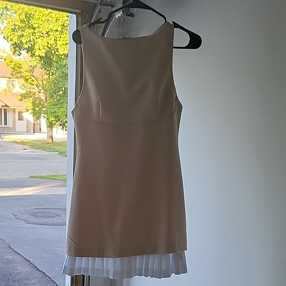 Zara Beige and White Layered Mini Dress - Picture 4 of 10